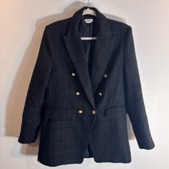 JASON WU Sz L Textured Fabric Double-Breasted Blazer with Gold Toned Buttons - Picture 2 of 13